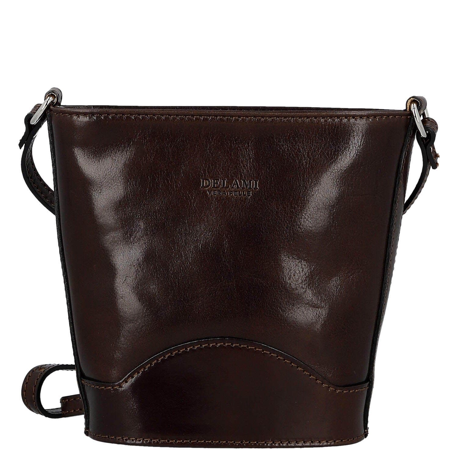 Kožená crossbody kabelka Delami Vera Pelle Saimix, hnědá