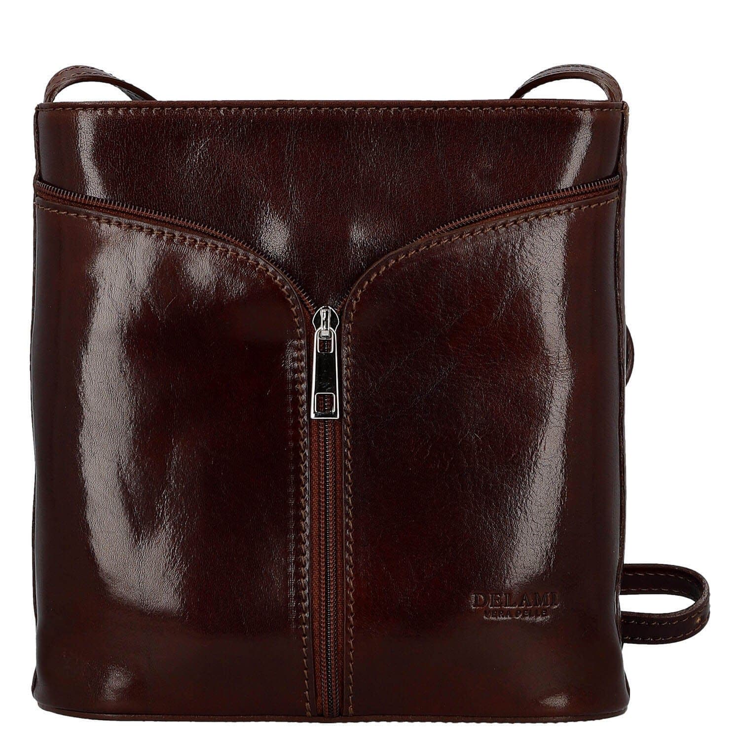 Kožená crossbody kabelka Delami Vera Pelle Nemia, hnědá
