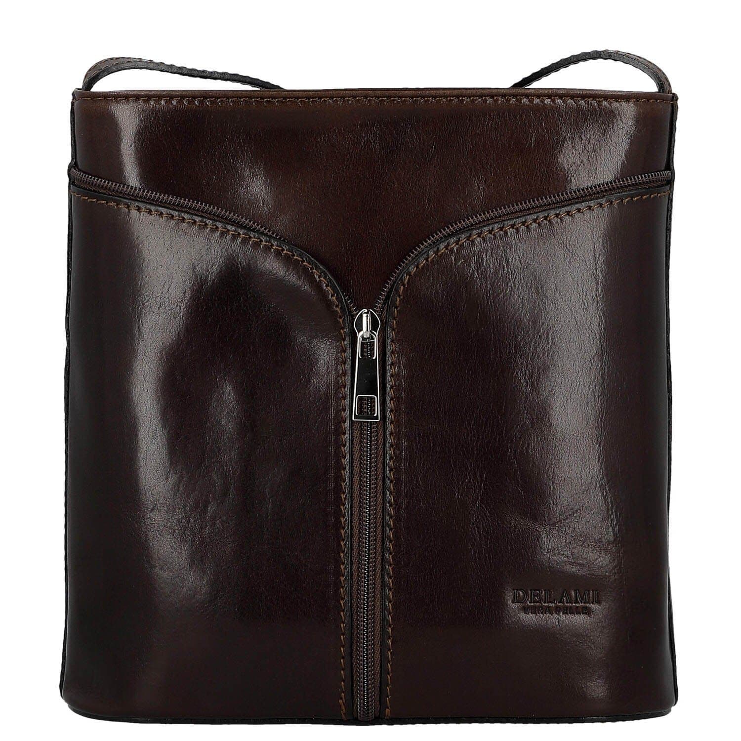 Kožená crossbody kabelka Delami Vera Pelle Nemia, hnědá