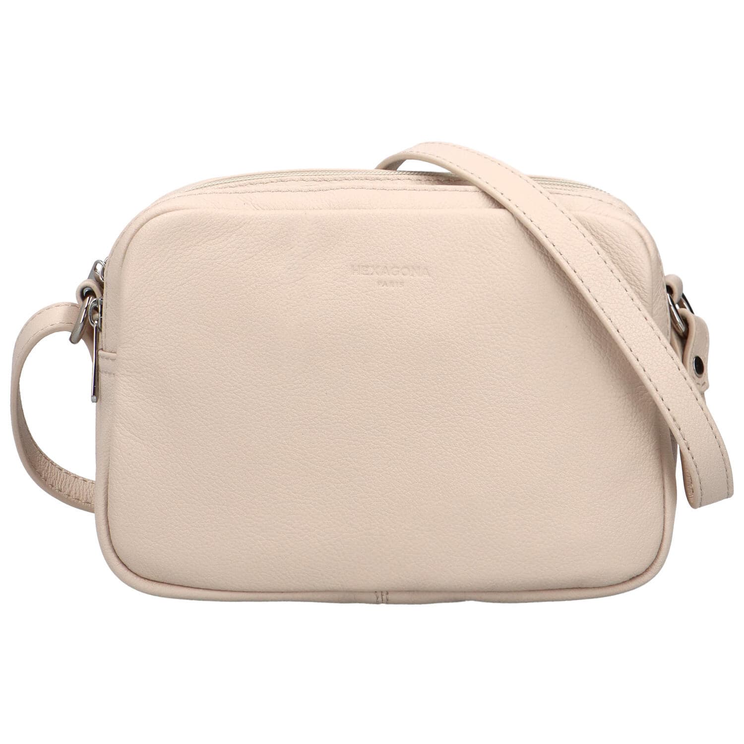 Kožená crossbody kabelka Hexagona Vilia, béžová