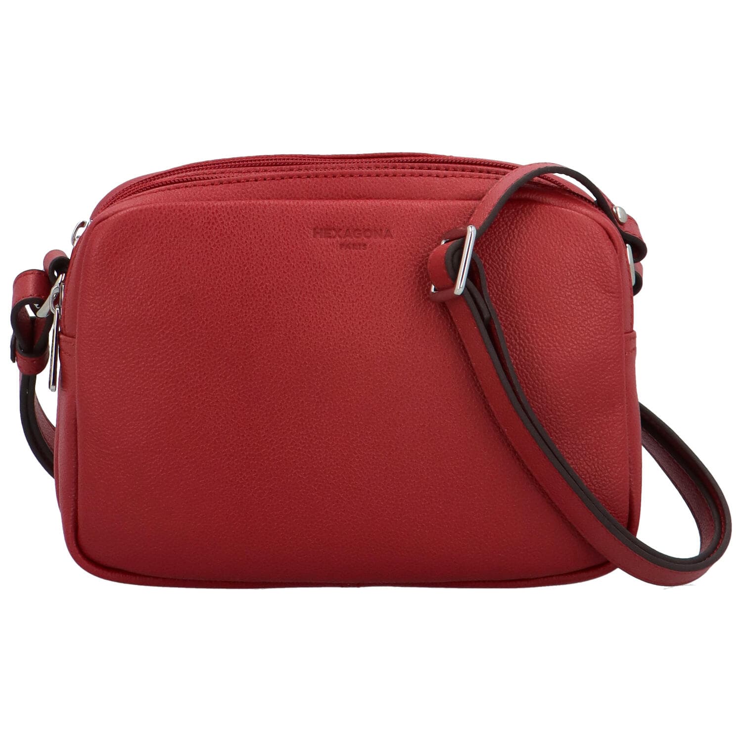 Kožená crossbody kabelka Hexagona Vilia, červená
