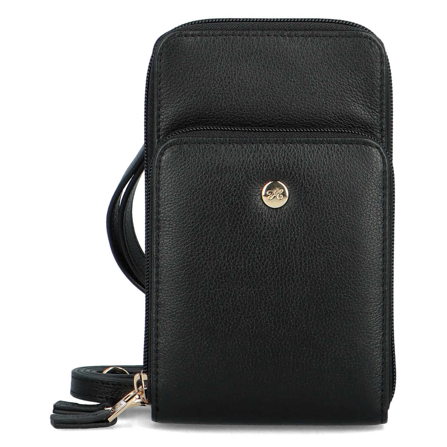 Malá kožená crossbody kabelka Hexagona Vuera, černá