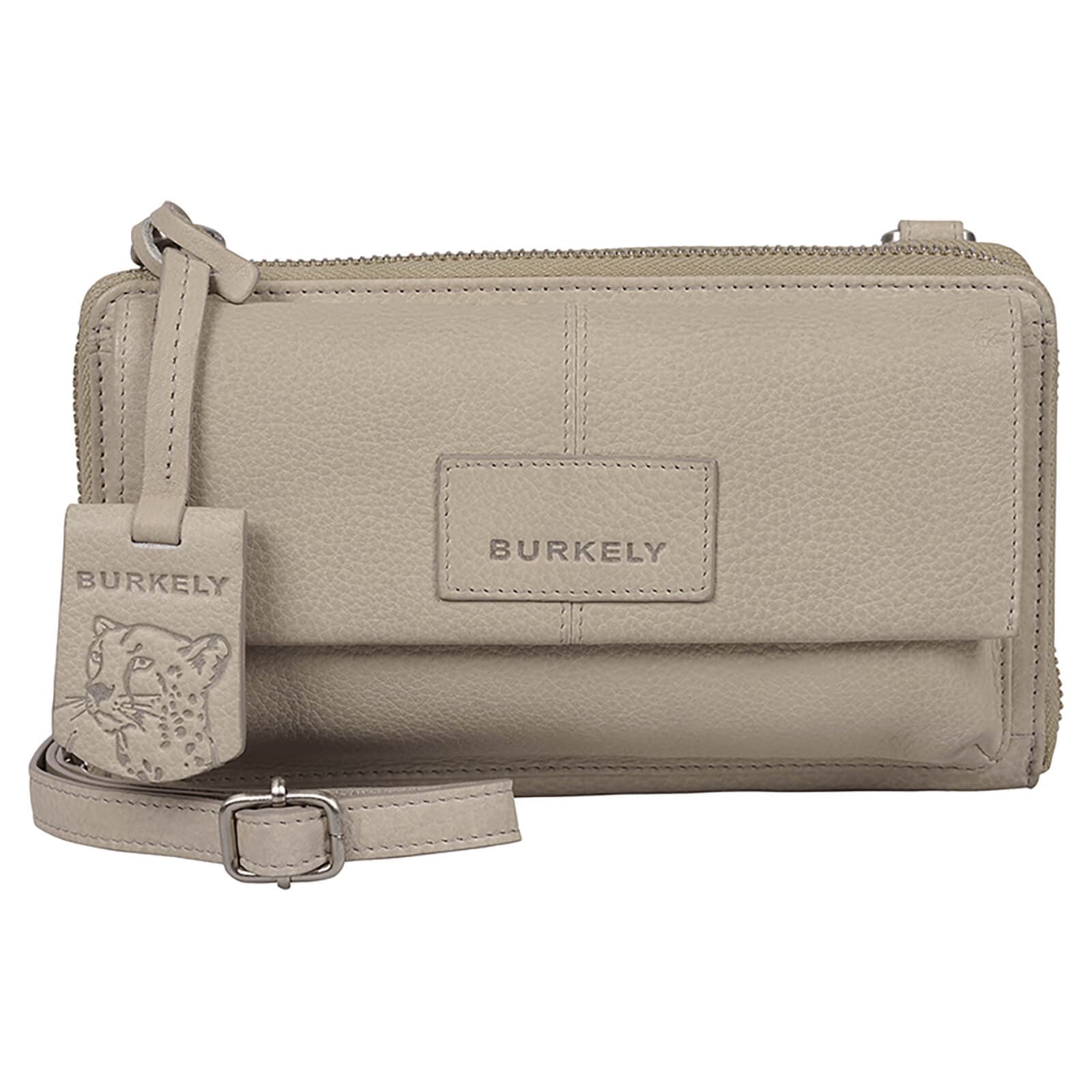 Kožená crossbody kabelka s peněženkou Burkely Biddy, šedá