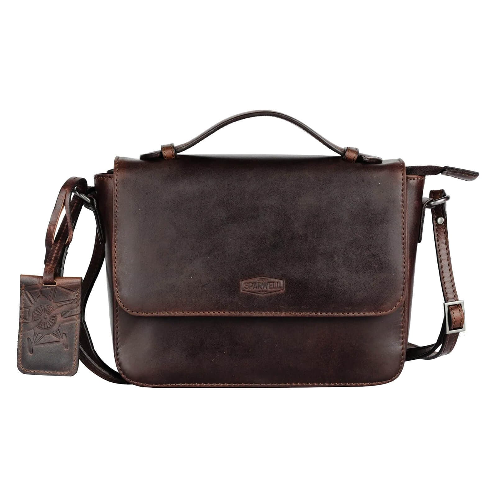 Kožená crossbody kabelka Sparwell Matilde, hnědá