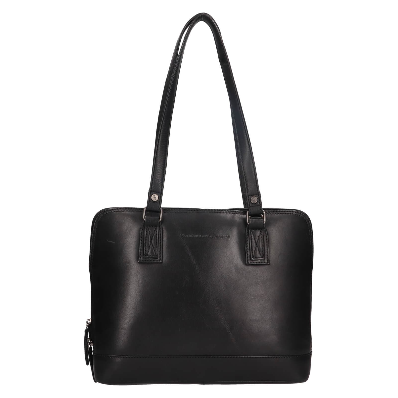 Kožená kabelka na notebook The Chesterfield Brand Viamonta, černá