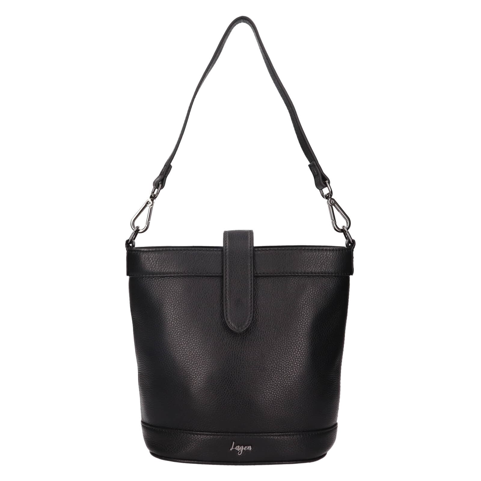 Kožená crossbody kabelka Lagen Bernea, černá