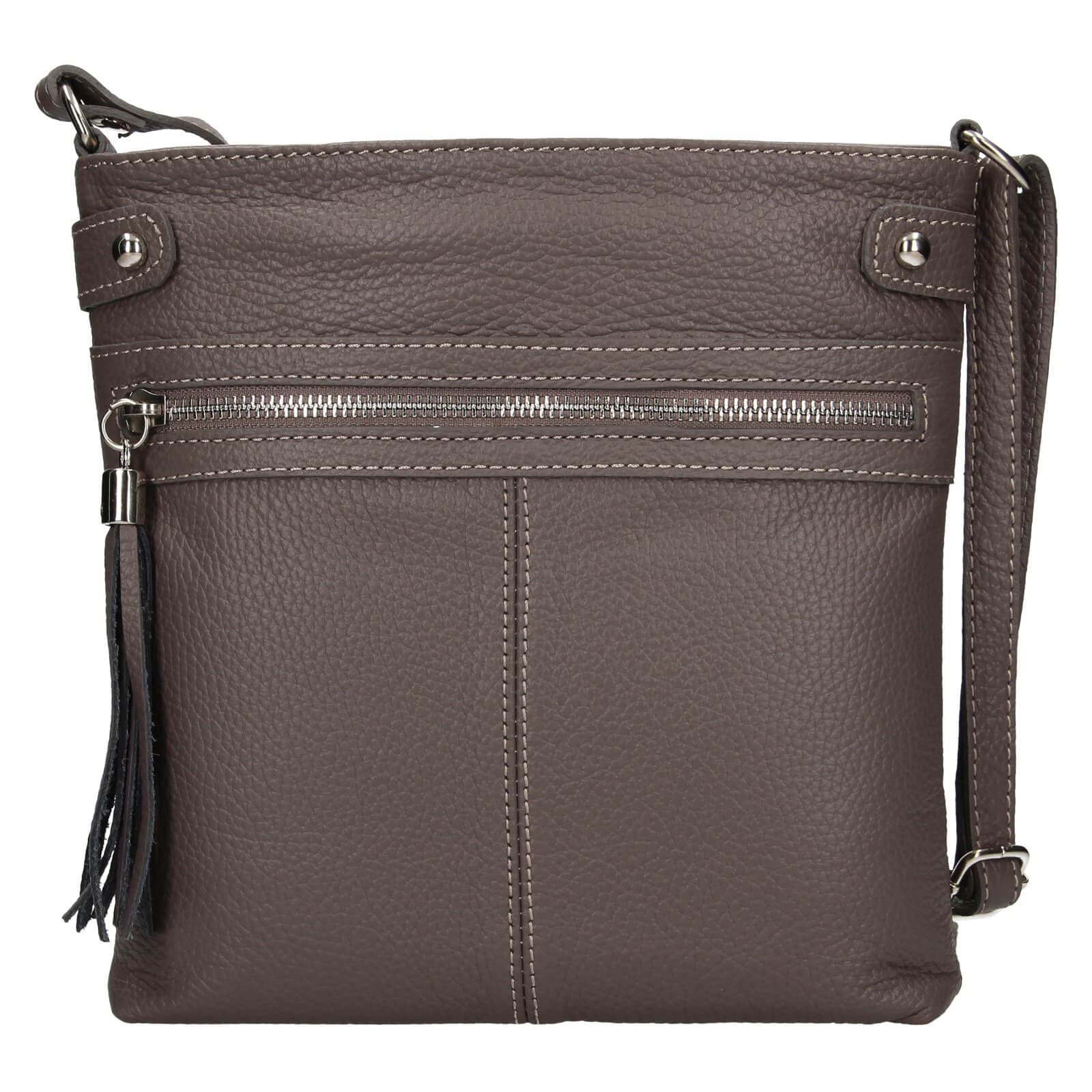 Kožená crossbody kabelka Italia Laura, šedá